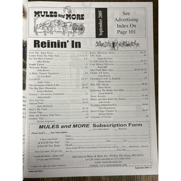 Mules and More - Sept. 2005 Vol. 15 Issue 11 (Back Issue Magazine) - Image 3