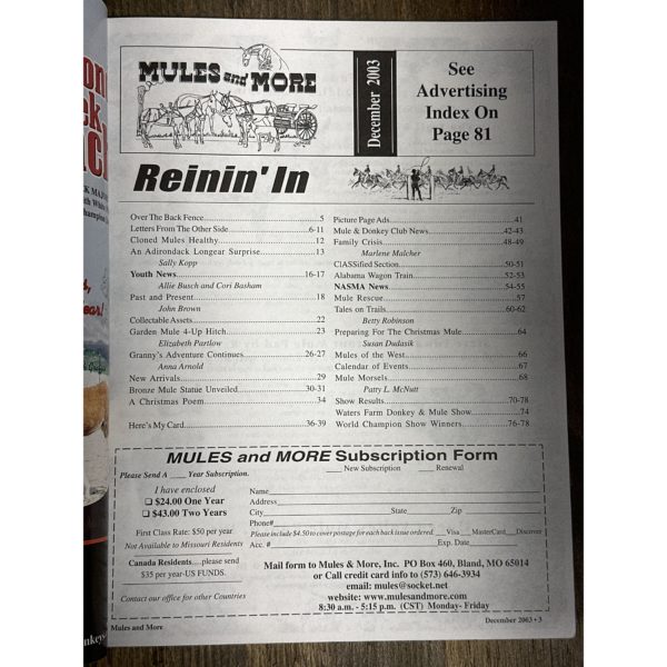 Mules and More - Dec. 2003 Vol. 14 Issue 2 (Back Issue Magazine) - Image 3