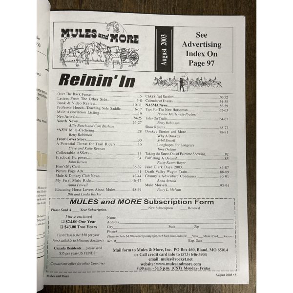 Mules and More - Aug. 2003 Vol. 13 Issue 10 (Back Issue Magazine) - Image 3