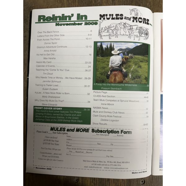 Mules and More - Nov. 2009 Vol. 20 Issue 1 (Back Issue Magazine) - Image 3
