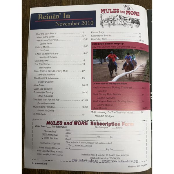 Mules and More - Nov. 2010 Vol. 21 Issue 1 (Back Issue Magazine) - Image 3