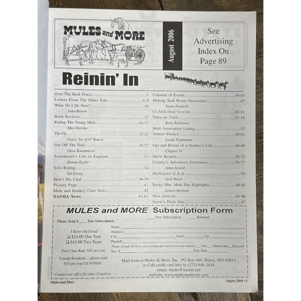 Mules and More - Aug. 2006 Vol. 16 Issue 10 (Back Issue Magazine) - Image 3