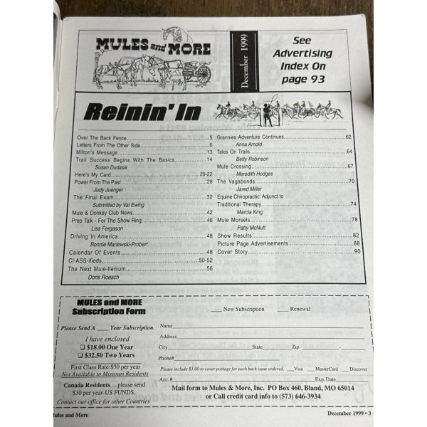 Mules and More - Dec. 1999 Issue 2 (Back Issue Magazine) - Image 3