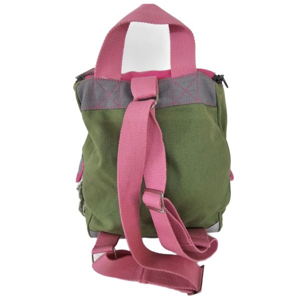 RARE Vintage Russ Berrie Girl Power Cotton Backpack 13 x 8 x 5.5 Army Green/Pink/Gray - Image 5