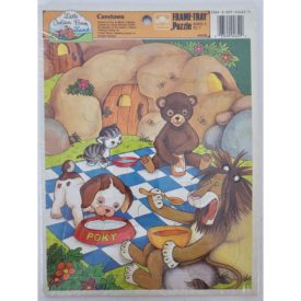 Vintage 1989 Golden Book Frame Tray Puzzle 9 Pc "Cavetown" Dog Pokey Lion Cat Bear