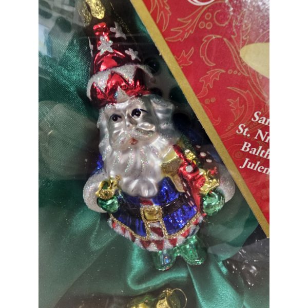 The Brass Key Christmas Treasures Santa Around The World Hand Blown Glass Santa Ornaments Collector Tin - Image 5