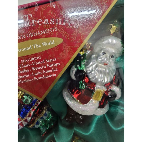 The Brass Key Christmas Treasures Santa Around The World Hand Blown Glass Santa Ornaments Collector Tin - Image 6